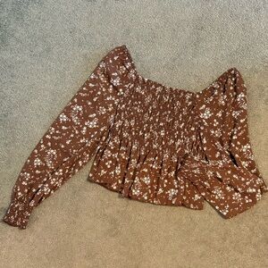 Ultra Flirt Brown Floral Women's Top
